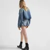 Costume de styliste pour femmes, étiquette triangulaire en métal, décoration, Style portable mignon, veste en Denim lavé, short, ensemble deux pièces