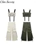 Women's Two Piece Pants Suit Summer Y2k Vest Cargo Pant Slip Tube Tank Top Female Set Staight Loose Pockets Zippers Trouser Pieces Sets Lady