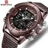 NAVIFORCE montre haut de gamme marque hommes militaire Quartz montre-bracelet en acier inoxydable maille sport montres analogique numérique mâle Clock282T