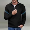 2023 AutumnWinter light ripe casual men slim sleeve edge patchwork long POLO shirt men's fashion urban thick sports zipp 231227