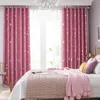 Curtain Pink Star Moon Print Kids Boy Girls Window Curtains Room Thermal 108 Length 80 Inches Long