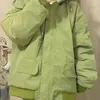 Trench-Coats Women-Coats Coton Veste de travail féminine Hooded Linet épaissie de zipper vert Hiver Solide Femmes