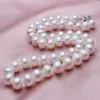 Charmant collier de perles AKoya blanches véritables, 8-9mm, 18 pouces, fermoir en argent 925, 202u