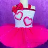 Saint Valentin filles amour coeur dentelle tulle tutu robes enfants arcs jarretelles robe de princesse enfants vêtements de fête d'anniversaire Z6378