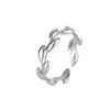 حلقات الكتلة البسيطة أزياء أزياء خاتم فرع الزيتون مع فتحة فضية مفتوحة الفت