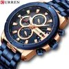 Curren New Watches Mens Luxury Brand Chronograph Sport Watch for Men Wurstwatch with Stainless Steel Band Casual BusinessClock267Z