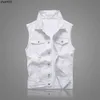 Gilet di jeans bianco alla moda Gilet da uomo senza maniche Gilet da uomo Gilet mascolino di jeans