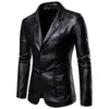 Primavera Autunno Stile coreano da uomo Slim Fit Moto PU Giacca in pelle Giacca monopetto Cappotto da lavoro Moda Streetwear 231227