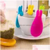 5 färger Sile Gel Rabbit Shape Tea Bag Infuser Holder Candy Color Mug Gift Sil Stand AA Drop Delivery Dhhro