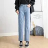 Calças de brim femininas preto perna reta 2023 outono moda feminina estiramento cintura alta inverno térmica femme casual grosso quente denim calças