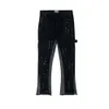 Vintage Streetwear Flared Pants Hip Hop Splashing Ink Wide Leg Jean Overalls for Men Fashionable Retro Patchwork Jeans