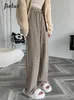 Women's Pants Lace-up Pure Color Loose Casual High Waist Straight Simple Fashion Office Lady Chic Female Trousers Grey