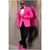 Herenpakken Roze Mannen Pak 2 Knoppen Slim Fit Bruiloft Prom Bruidegom Kleding Custom Made Blazer (Jas zwarte Broek)