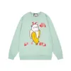 Ggity Sudadera con capucha Diseñador Moda Mujer Sudaderas con capucha para hombre Sudaderas Nueva marca Otoño e invierno Plátano Gato Estampado de dibujos animados Cuello redondo Suéter Casual Versátil Ajuste holgado