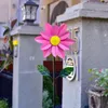Ayçiçeği yel değirmeni metal dönen rüzgar spinner, çimenli çim çiçek pink çarkı açık bahçe dekor 231227