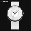 Sinobi Fashion Watch Women Big Dial New Creative Eddy Design Wysokiej jakości skórzany pasek White Watches Casual Relojes Para Mujer270g