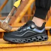 ZLMY Fashion Safety Shoes Mens Steel Toe Work Puncture Proof Sneaker Light Men Boots Rotated Button 231225