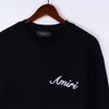 2024 Autumn/Winter New AMI Black Embroidered Round Neck Sweater Unisex Sweater