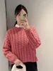 Women's Plus Size early Spring New snowflake powder twist knit Sweater