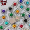 Micui 200 stks 10mm Dubbele kleur Vierkante Hars Strass Kristal Steen kralen plaksteen Voor DIY Bruiloft Decoratie ZZ7532196