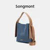 Songmont Full Pitot Bag Large Designer Bucket 2024 Autumn Winter Nieuwe Cowhide Commuter Single Schouder Denim Handtassen Women Tassen 231228