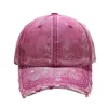 Heren Dames Verontruste Jean Hoed Ongestructureerde Baseball Caps Gewassen Denim Effen Zes Panelen Vader Zwart Bruin Roze Blauw 231228