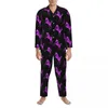 Men's Sleepwear Horse Spring Cute Animal Casual Oversized Pajama Sets Male Long Sleeve Soft Leisure Custom Home Suit