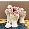 Storage Bottles Golden Rose Relief Ceramic Jar Gold-plated General Tank Ginger Desktop Jewelry Organizer Box Cosmetic Container