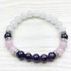 SN1029 Fashion Healing Amethyst Armband Wrist Mala Yoga Gift for Girls Natural Stone Jewelry Rose Quartz Snow Quartz Armband235y