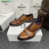 BERLUTI Chaussures Habillées pour Hommes Chaussures Oxfords en Cuir Burlut Nouveaux Hommes Galet en Cuir de Veau Fait à la Main Chaussures Oxford colorées Mode Gentleman Business Dress Leather Shoes HBL7