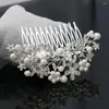 Hårklipp Vackra brudfrisör Flower Comb Leaves Hairpin Elegant Pearl Clip Women Crystal Fashion Jewelry Accessories