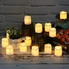 4 bougies électroniques LED ondulées, alimentées par batterie, sûres et respectueuses de l'environnement, bougies LED sans flamme, pour la décoration de vacances, de mariage.