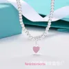 Tifannissm Armband Womens Fashion Emamel Love T Home Necklace Ins Wind Drop Lime Heart Shaped Round Bead Chain Peach Female With Original Box