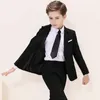 Kinder Jungen Weißer Blazer Weste Hosen 3PCS Set Kinder Taufe Hochzeit Prom Anzug Baby Junge Elegantes Kleid Teenager Party Kostüm 231228