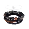 Strand wollet frisado pulseira para homem presente natural tigre olho lava rock força elástica ajustável pulseira conjunto feminino