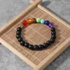 Strand YUOKIAA 8mm Natural Stone Seven Chakra Beads Treatment Bracelet Prayer Adjustable Buddha Head Jewelry Gift