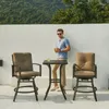 Camp Furniture 2 Swivel Cushioned Bar Stools Modern All-Weather Metal Set For Yard Cafes Pool