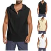 Heren Tanktops Zomer Gym T-shirt Mode Fitness Sport Capuchon Voor Top Mouwloos T-shirt Zwart 2023 Streetwear Vest