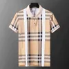 Mens Polo Shirts Summer Italy Designer Men Clothes Short Sleeve Fashion Polo Casual T ShirtsCheckered stripes Khaki Colors Plus Size M-3XL