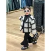 Jackets Fashionable Cardigan Children Korean Style Coat Top Girls Lamb Wool Cotton Padded Jacket Winter Clothes Matching Outfit Kids