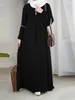 Roupas étnicas de mangas compridas moda abaya vestido abaya casual lantejol sólido
