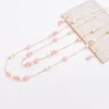 Collier Boucles d'oreilles Set Designer Fashion Elf Elf Pink White Acrylique Perle Bijoux pour femmes