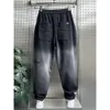 Autumn Winter Thickened Gradient Black Gray Harem Trousers Fashion Street Hip-hop Wide-leg Pants Brand Men's Clothing