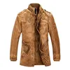 Vintermän tjocka fleece läderjacka kappa långt utkläder mode varma avslappnade vintage kläder för män steampunk Biker Jaqueta 231227