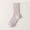 Kadın SOCKS 1 Çift Pamuk Çok Düz Renkler Sokken Konfor Orta Tüp Çorap Elastik Slip Sonbahar Yumuşak Sokkens Chaussette