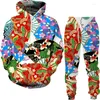 Homens Tracksuits Estilo Étnico 3D Impresso Homens Mulheres Tracksuit Define Casual Hoodie Calças 2 Peças Oversized Pulôver Moda Roupas