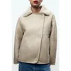 Traf Zr Matter d'hiver pour femmes épais fausses en cuir en cuir en fourrure de mouton à glissière zipper pu veste dame vestes de moto chaude 231227