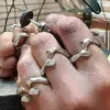 Kärlek kramar handstapelbara ringar för kvinnor män justerbar öppen manschett 14k guldring omfamning ring par ringer vintage punk smycken gåvor