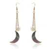 Dangle & Chandelier Natural Sea Shell Moon Style Drop Earrings For Women Fashion Ball Beads Long Tassel Boho Earrings Femme Europe212e