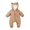 urodzony Baby Romper Winter Gtromen Bawełniany kombinezon niemowlę onesie polarowa podkładka z kapturem rompers dla chłopców ubrania dla dzieci strój 231227